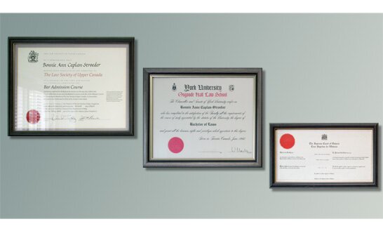 Bonnie Anne Caplan-Stroeder Law diplomas